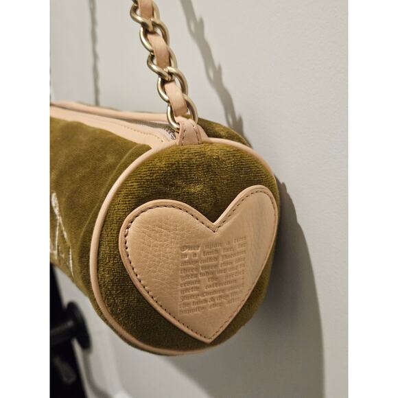 Rare Y2K Juicy Couture Green & Pink Velour Barrel Purse, Authentic - Picture 9 of 15